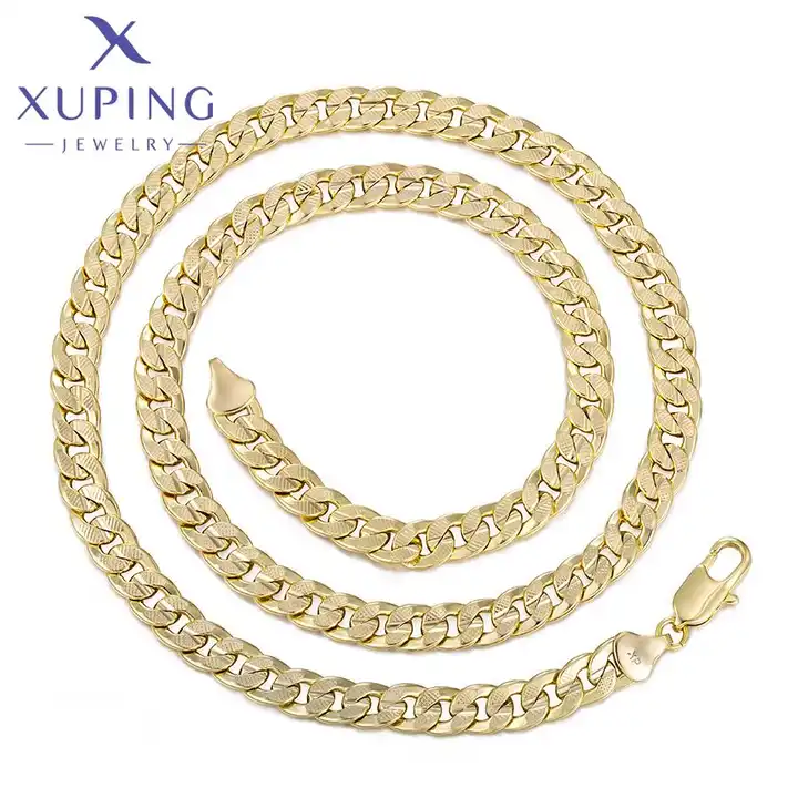 Xuping 14K Gold Plated Cuban Link Chain Necklace For Men