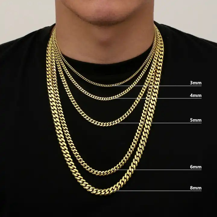 14K Gold Plated Miami Cuban Link Chain for Men & Women