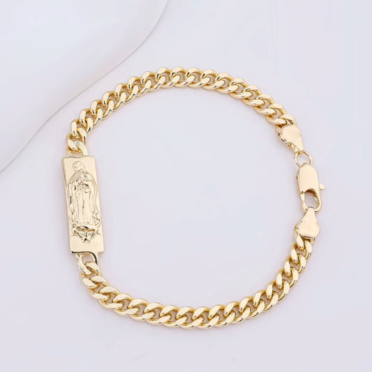 14K Gold Laminate San Jude Thaddeus & Virgin Guadalupe Bracelet