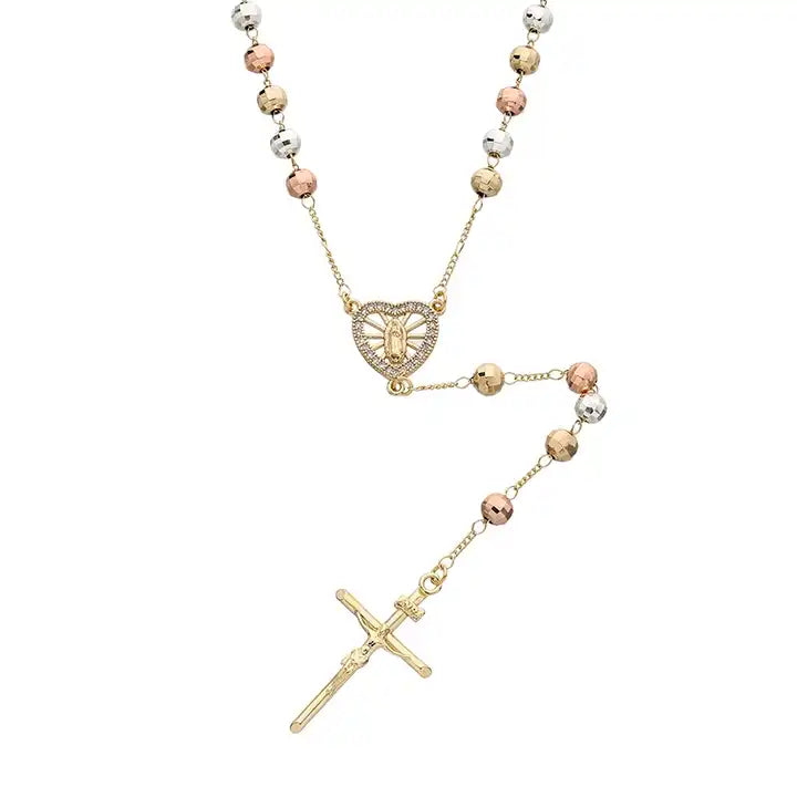 Three-Color Laser Beaded Madonna Necklace