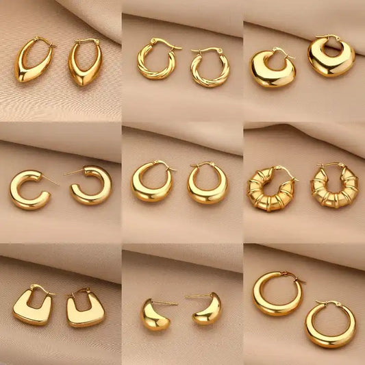 High-Quality 18K Gold Plated Huggie Earrings | Hypoallergenic Twisted C-Shape Hoops for Women