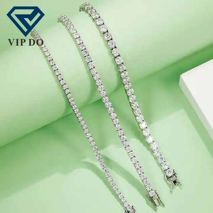 925 Silver Moissanite Tennis Chain Bracelet/Necklace