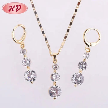 Custom Luxury Fine Wedding Jewelry Set 18K Gold Plated Necklace