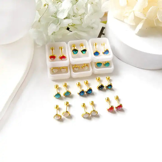 Gold-Plated Cute Animal Enamel Stud Earrings