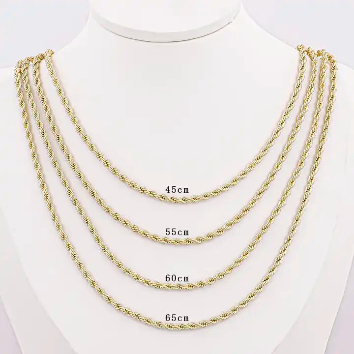 14K Gold-Plated Chunky Rope Chain Necklace - Hip Hop Style for Women