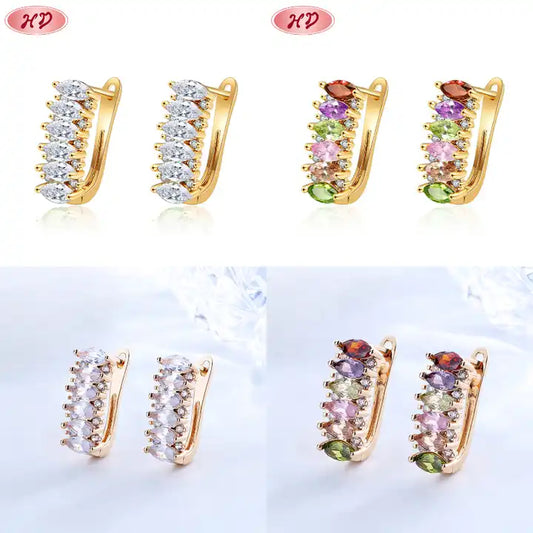 Dubai-Style 18K Rose Gold Plated Blue CZ Earrings | Wholesale Jewelry