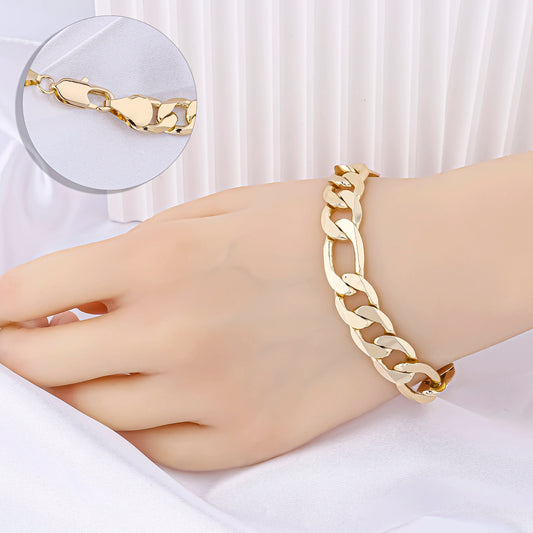 14K Gold Plated Figaro &amp; Cuban Link Bracelet