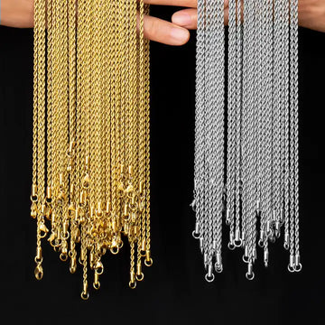 KRKC 18K Gold Plated Twisted Rope Chain Necklace